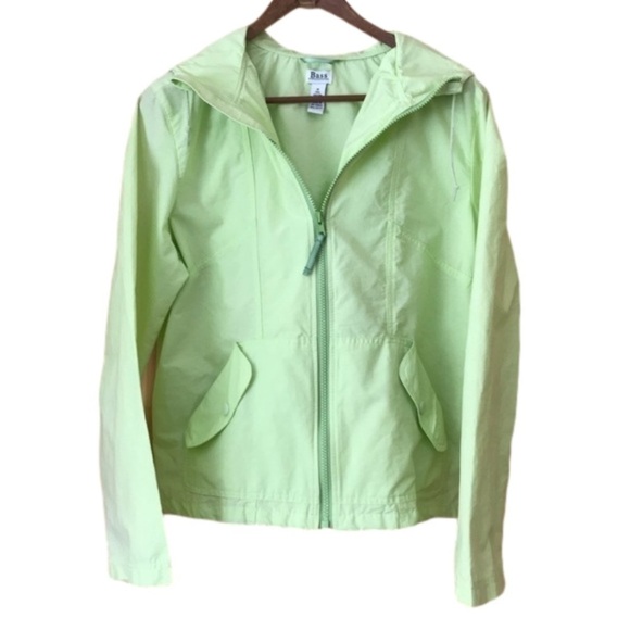 Bass lightweight hooded zip front yellow green jacket size medium - Picture 1 of 8